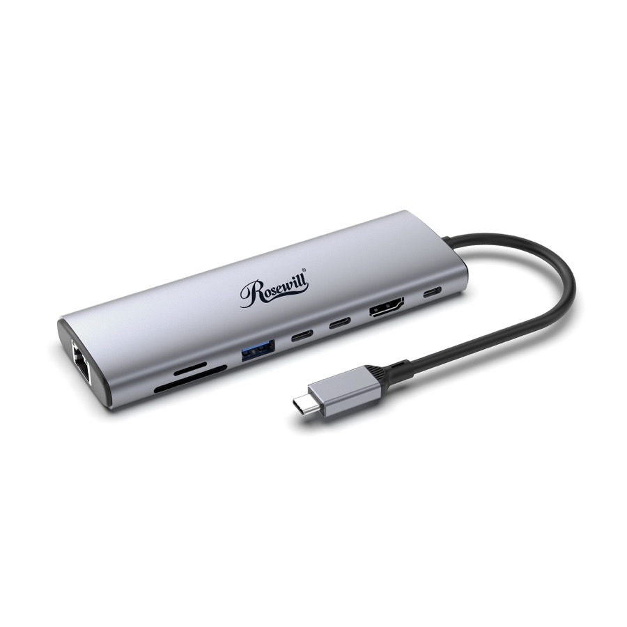Rosewill 8-in-1 USB-C Hub with 4K HDMI 2.0 Display, 10Gbps USB-A Data Ports and for MacBook Pro, MacBook Air, Dell XPS, Lenovo Thinkpad, HP Laptops, RHUB-M8